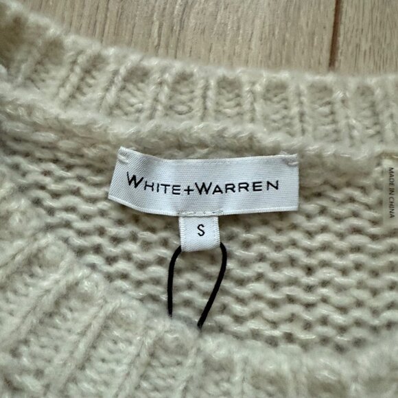 NWT White + Warren Loft Cashmere Shrunken Sweater Light Grey - Picture 2 of 11